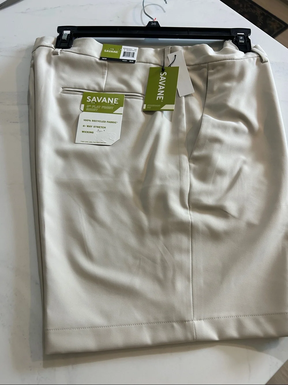 Savane Men’s Flat Front Shorts in Light Cream